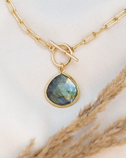 Labradorite Toggle Charm Necklace, Chunky Paperclip Chain Choker, Everyday Layering Necklace, Statement Jewelry Trends, Birthday Gifts