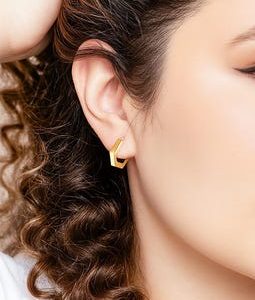Geometric Hoop Earrings: 14K Gold Plated Minimalist Everyday Gift for Her